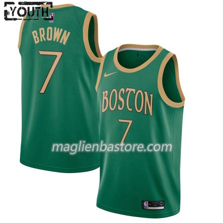 Maglia NBA Boston Celtics Jaylen Brown 7 Nike 2019-20 City Edition Swingman - Bambino